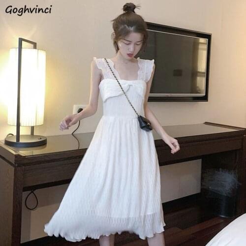 White Dresses Women Sleeveless Spaghetti Strap Vestidos Female All-match Summer Cute Fashion Sundress Off Shoulder Sexy Clothing
