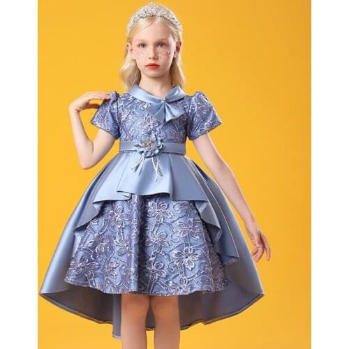 Trailing Tutu Princess Children Birthday Party Prom Wedding Evening Infant Summer Dress Gown Kids Vestidos Baby Girls Clothes