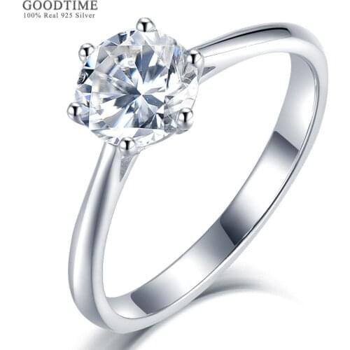 Luxury Six Prong Moissanite Ring For Women Pure 100% 925 Sterling Silver Shine Ring Jewelry Gift For Bride Wedding Party