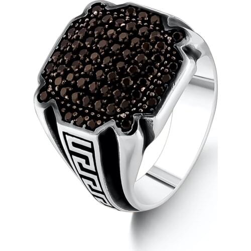 Silver Men Faceted Red Zircon Gemstone Ring Turkish Men Jewelry Ottoman Ring Solid 925 Sterling Silver