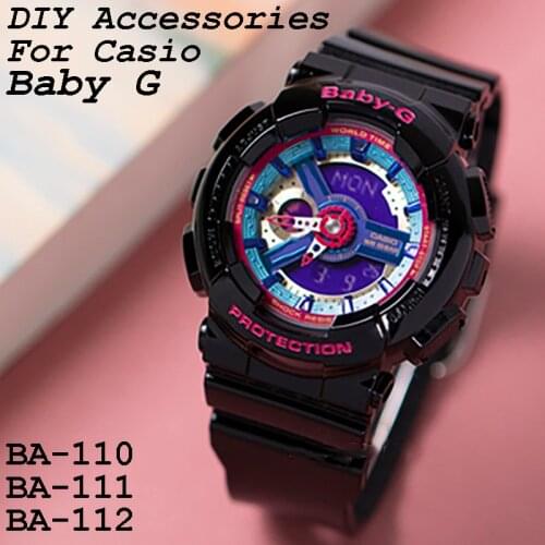 Silicone Strap for Casio BABY-G BA-110 BA-112 BA-111 DIY Accessories Frosted Silicone Watch Band Set Cover Case+watchband Bezel