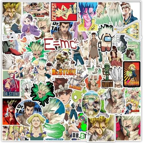 10/50Pcs/Lot Dr.STONE Anime Stickers Janpanese Anime Sticker PVC Waterproof Sticker for Laptop Luggage Car Skateboard Notebook