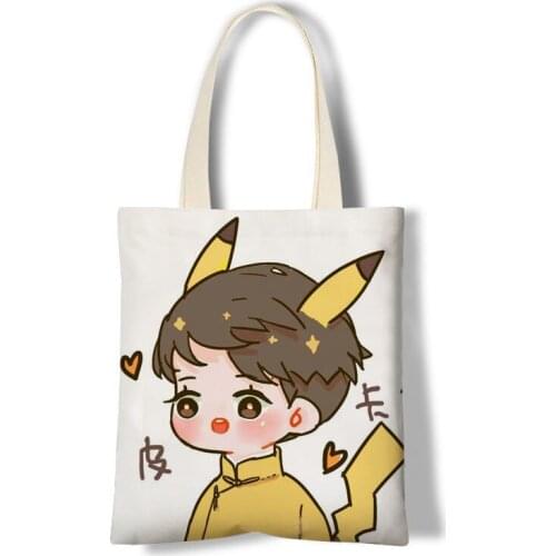 Chinese Internet celebrity Anime Large Capacity Shoulder Bags Harajuku Shopping Bag canvas handbags Drop shipping