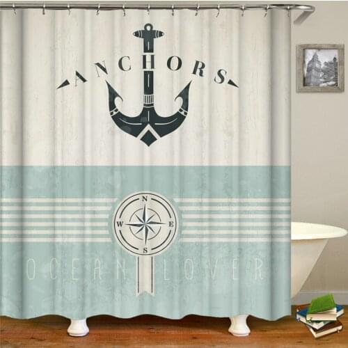 Nautical Striped Fish Hook Waterproof Shower Curtain 3d printed Bath Curtains Bathroom Polyester Cloth 180*200cm Bath Screen