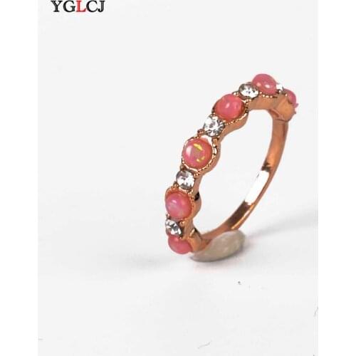 YGLCJ 2020 New Crystal Ladies Ring Fashion Jewelry Rainbow Natural Stone Ring Ladies Party Wedding Engagement