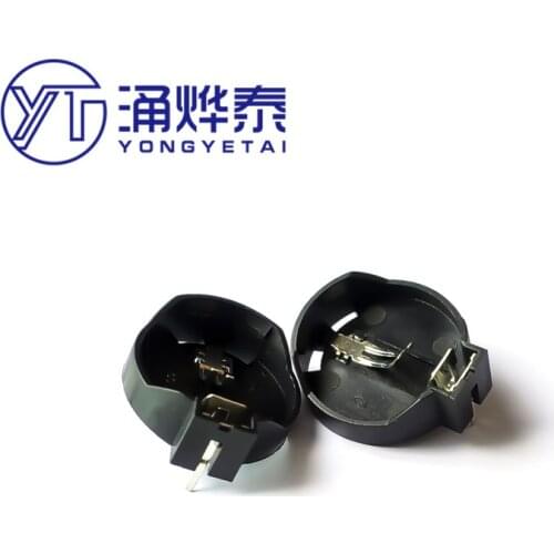 YYT 10PCS 2032 2Pin black battery holder CR2032 2025 2016 in-line motherboard battery holder