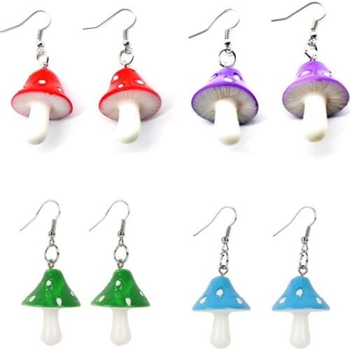 Mushroom Earrings Women Sweet Fresh Simulation Plant Long Pendant Earring Fashion Funny Handmade Jewelry Girlfriend Lovely Gifts