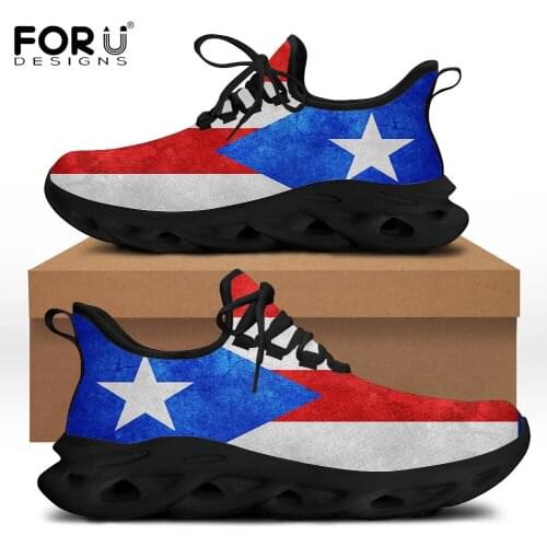 FORUDESIGNS Flag of Puerto Rico Print Stylish Women Fashion Sneakers Flats Female Summer Beach Light Shoes Zapatos Mujer