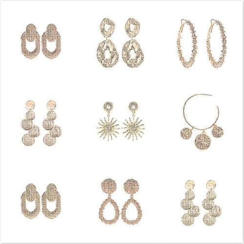 2020 New 1 Pair Sell Geometry Clip Earrings New Design Fashion Charm Shiny Rhinestone Big Earring Jewelry Women