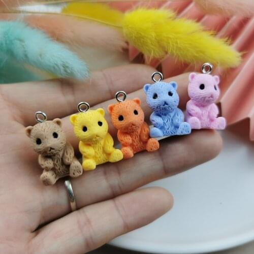 10pcs/lot 3D Resin Hamster Charms Cute Colar Earrings Keychain Necklace Pendant DIY Jewelry Findings Pen Decor 15*23mm