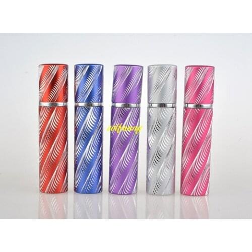 100pcs/lot FAST SHIPPING 8ml Refillable Portable Perfume Bottle Mini Traveler Aluminum Spray Atomizer Empty Pots 5 colors