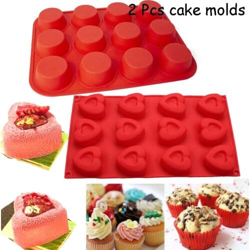 2 Style Round Heart Shape Cake Tools Silicone Mold Baking Pan For Pastry Jelly Pudding Mousse Dessert Mold Cake Decorating Tools