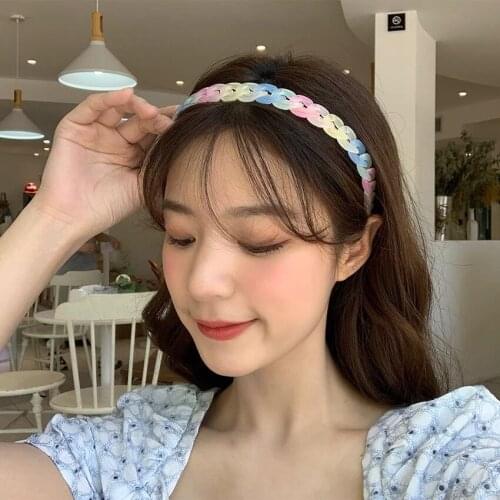 Acrylic Material Metallic Headband Colorful Serial Hairband Woman Alloy Hair Hoop Hair Accessories