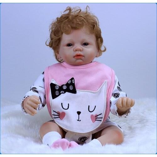 2018 New Arrival 22 inch 55cm Silicone baby Reborn Vinyl Doll Curly Hair Bebe Reborn Babies Toys for child Juguetes Brinquedos