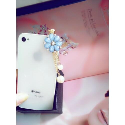 3.5mm Korea style For all phone cute New Sun Flower Pearl Pendant design Dust plug for mobile phone