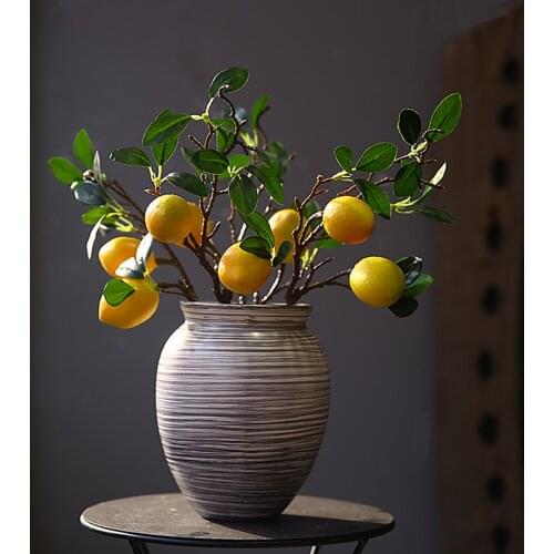 3PCS 53cm Beautiful Artificial Plastic Lemon Fruit Branch Home Garden Decoration