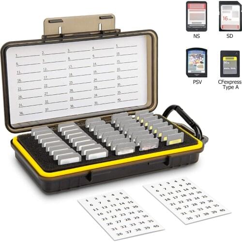 40 Slots Memory Card Case Holder Organizer for SD SDHC SDXC Cfexpress Type A for Sony PSV PS Vita for Nintendo Switch Game Cards