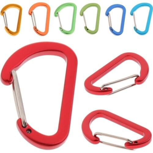 4 x 2.44cm Mini Aluminum Alloy Carabiner Outdoor D Shape Quickdraw Spring Backpack Clasp Clip Mountaineering Bag Snap Hook 4mm