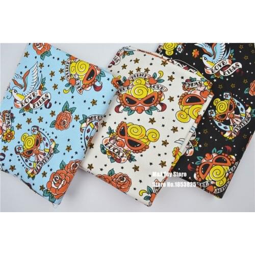 90*140cm patchwork cartoon hysteric mini Canvas fabric cotton fabric for Tissue Kids bag shoe DIY handmade materials