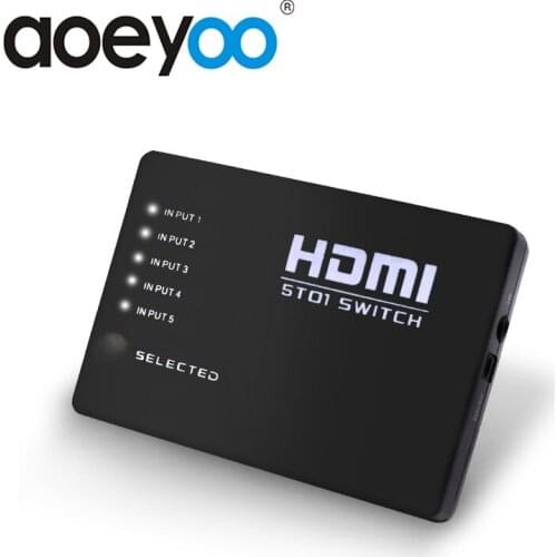 AOEYOO Converter HDMI Switch Splitter 5 Port HDMI Switcher With IR Remote Support 1080P HDMI 1.3b For XBOX360 HDMI SWITCH