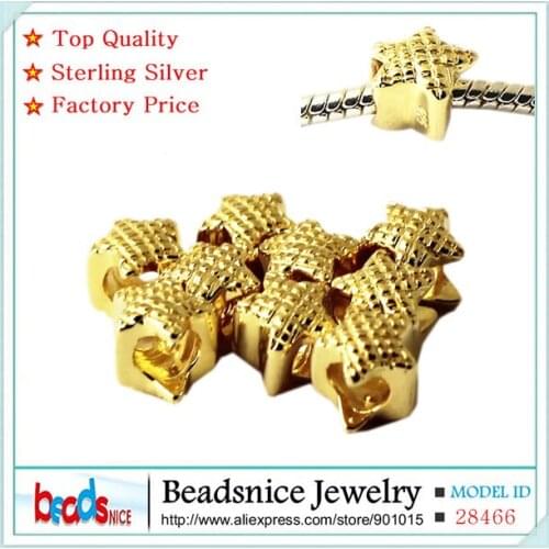 Beadsnice ID28466 elegant gold star european beads 925 sterling silver beads wholesale for diy handmade fine jewelry beading