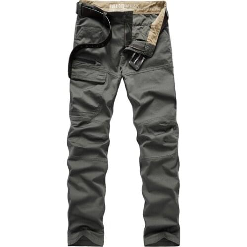 New Man Cargo Pants Military Style Tactical Army Trousers Zipper Pocket Straight Loose Pants Pure Cotton Pants Men Plus Size 44
