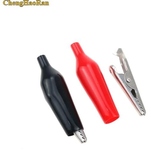 ChengHaoRan 1pcs Black Red with Plastic Boot 28mm Metal Alligator Clip G98 Crocodile Electrical Clamp for Testing Probe Meter