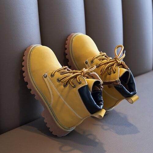 Childrens Winter Martin Boots 2021 Girls Boys Plush Warm Casual Ankle Kid Sneakers Baby Yellow Shoes Teenager XZ120