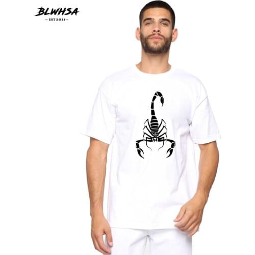 BLWHSA Scorpion Print T Shirt Men Fashion Summer Short Sleeve Funny T-shirt Black Scorpion Printing Hip Hop Man Plus Tops Shirt