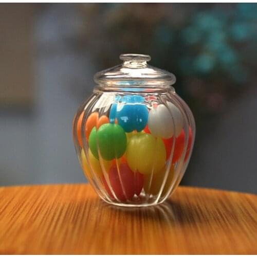 Exquisite 1:12 Dollhouse Miniature Transparent Glass Candy Fruit Jar Candy Bottle Model For Doll House Decoration