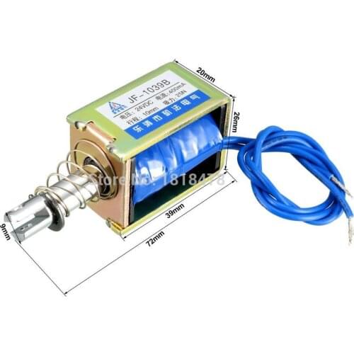 JF-1039B DC 6V 12V 24V 25N 10mm Stroke Pull Push Type Open Frame Solenoid Electromagnet Linear Motion