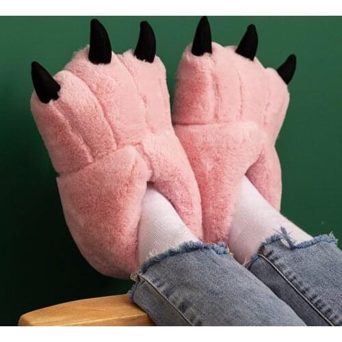 Cute Animal Paw Plush Home Slippers Fashionable Cat Claw Home Slippers Ladies' Home Warm Cotton Shoes