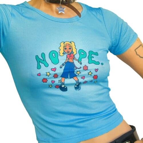 Womens T-Shirt Cartoon Print Round Neck Short Sleeve Tops For Party Vacation Travelling Dating Blue/Green/Purple Skin-Friendly