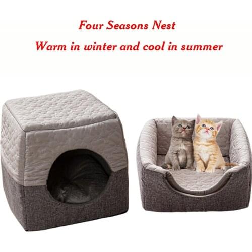 2021 New Dog Bed Cat Bed Soft Cooling Summer And Warm Winter Removable Pet Bed For Small Dog Cat Sleeping Nest Pet Acessorios