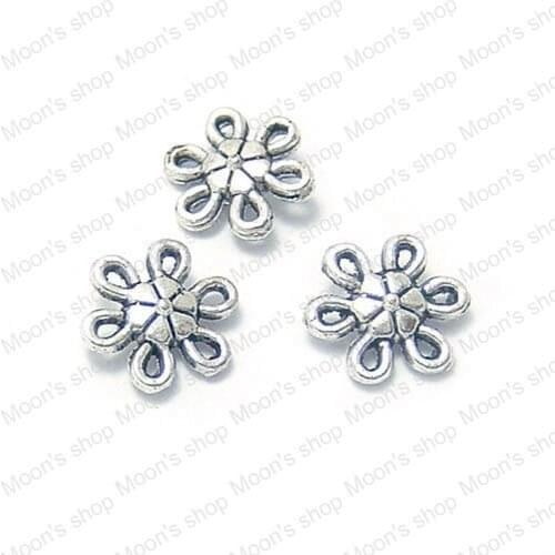 Wholesale 10mm Antique Silver color Six petal Flower Alloy Connectors diy Jewelry Findings 50 pieces(JM162)