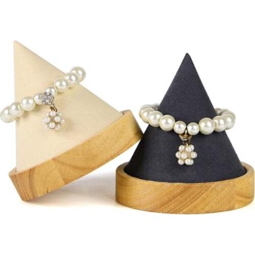 Fashion Single Finger Cone Fingertip Display Ring Holder Storage Wood Display Showcase Stand Rings Jewelry Organizer