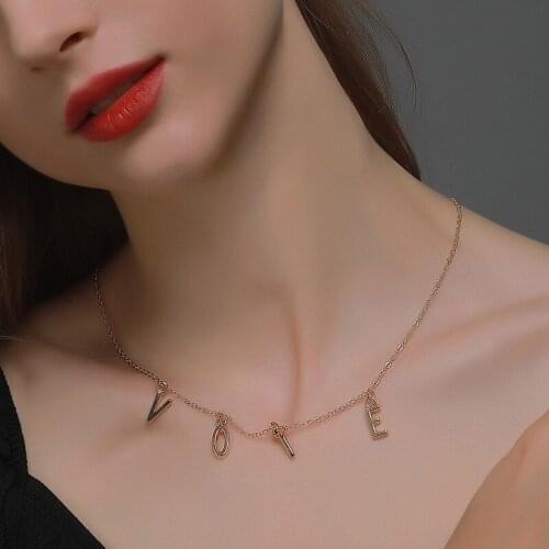 The Freedom Equality VOTE Necklace Former First Lady Of The United States Letters Necklaces Simple Gold Silver Color Chains
