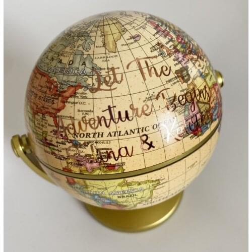 Personalized Map globe Vinyl decals Wedding Let The Adeventure Begins Ball Stickers ( Globe not include)