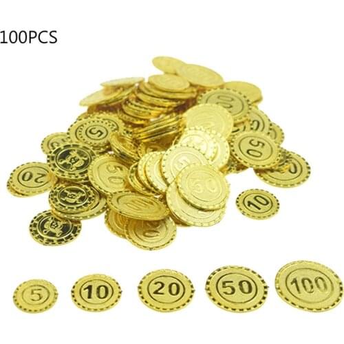 100pcs Pirates Gold Coins Bargaining Chip Plastic Game Coin for Kid Party Supplies Treasure Coins Christmas Decoration Child Toy