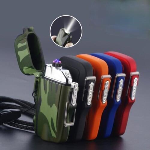 Plasma lighter USB Charging Windproof Cigarette lighter Camouflage outdoor Waterproof DoubleArc Pulse