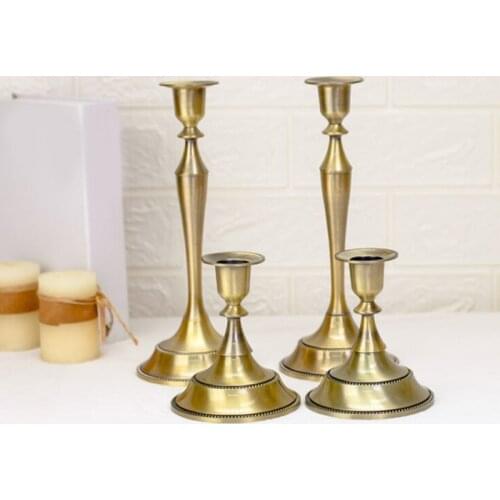 Retro Candle Holder Candelabrum Candlestick Golden Party Beautiful Copper Alloy Collectable Decor Festival Art Ornament