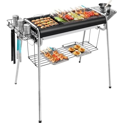 Full Set of Thickened Barbecue Stove Stainless Steel Barbecue Grill Household Outdoor Charcoal Tools Carbon Barbecue Stove Rack