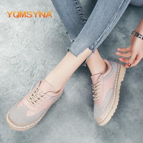 YQMSYNA Casual Sports Shoes Spring/Autumn Cross-tied Mixed Colors Office Lady Shoes Handmade Sewing Thread Non-slip Sneakers Q14