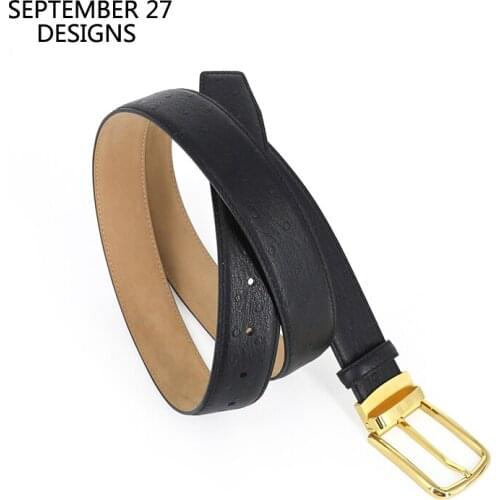 Men Belts Pin Buckle Genuine Leather Top-end Business Ostrich Pattern Belt Double-sided Cow Leather Belt New Fashion Waistband