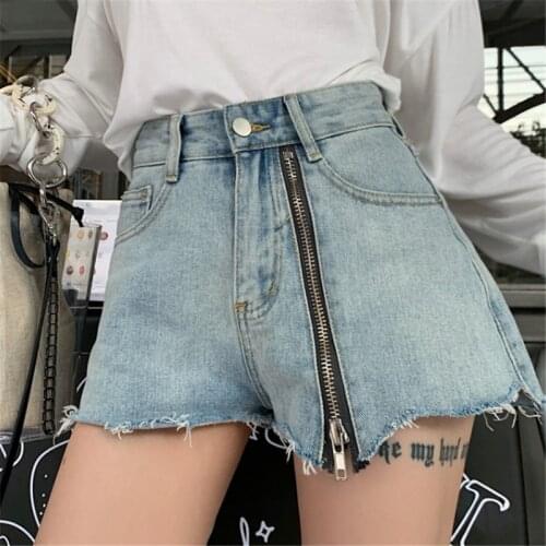 Summer New Korean High Waist Denim Shorts Women Wide Leg Jean Short Pants Sexy Mini Short Denim Pants With Zipper