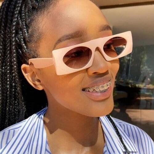 Vintage Beige Rectangle Sunglasses Female Travel Outdoor UV400 Sun Glasses 90s Trendy Womens Fashion Sunglasses Lunette Oculos