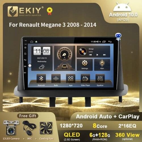 EKIY 4G LTE IPS DSP Android 10 Car Radio Multimedia Player 6G+128G For Renault Megane 3 2008-2014 GPS Navigation Carplay BT DVD