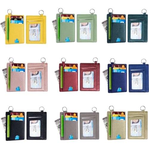 Slim RFID Blocking Wallet Coin Purse Money Credit Card Holder Key Ring Front Pocket Case Organizer