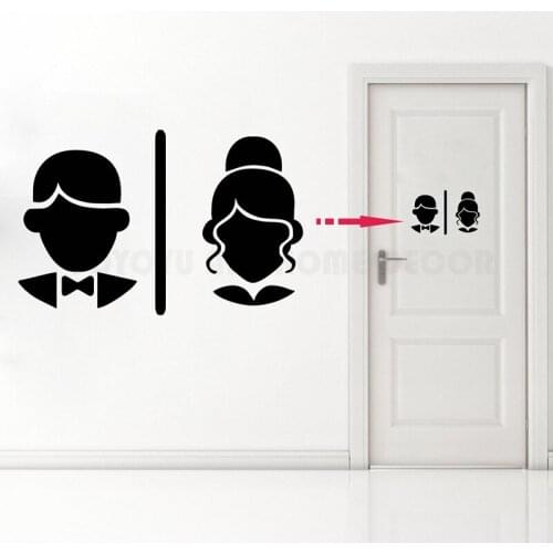Vinyl Wall Decals Ladies and Gentles WC logo Toilet Bathroom WC Sign Wall Sticker For Door Decoration Art Poster ZX566