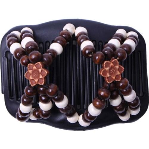 Magic Comb Floral EZ Updo Women Stretchy Double Hair Beauty Beaded Girls Hairpin C1FE